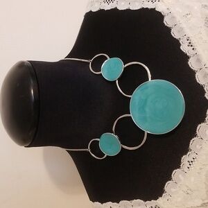 Beautiful Circle Design Enamel Statement Necklace